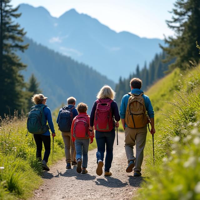 Geführte Wandergruppe in den Alpen